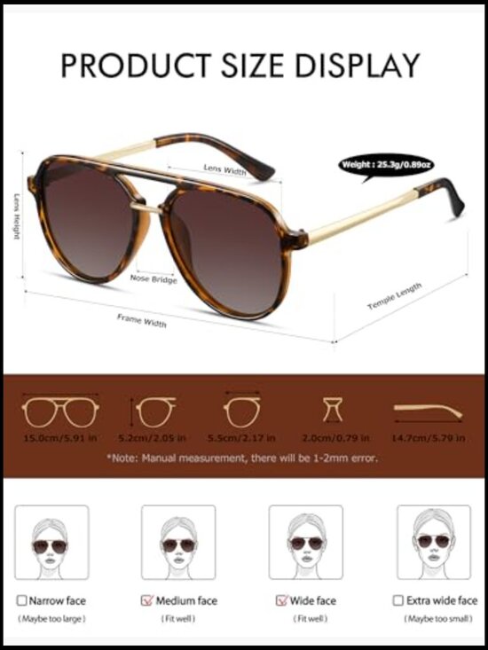 Polarized Aviator Sunglasses Big Frame Retro Vintage 70s Style